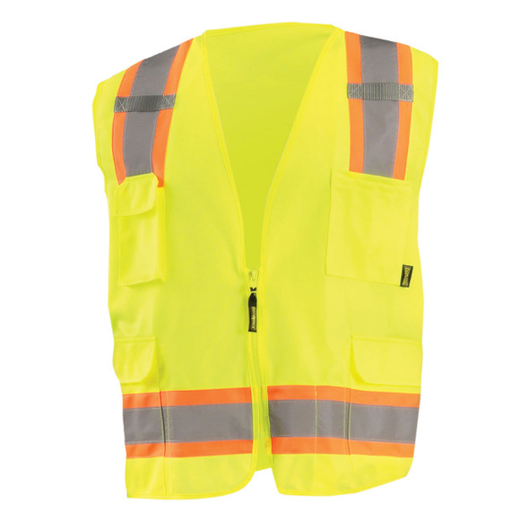 Occunomix Class 2 Hi Vis 8 Pocket Surveyor Vest ECO-ATRANS Yellow Front